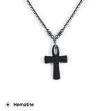 collier hematite en croix