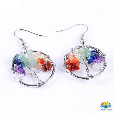 Boucles dOreilles Arbre de vie 7 chakras porte-bonheur