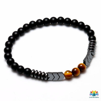 Bracelet Force & Energie en Oeil de Tigre Hématite & Onyx