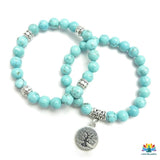 Double bracelet Arbre de vie en pierres turquoises