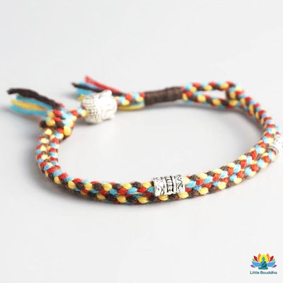 Double bracelet tressé porte-bonheur Bouddha