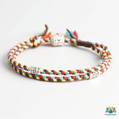 Double bracelet tressé porte-bonheur Bouddha