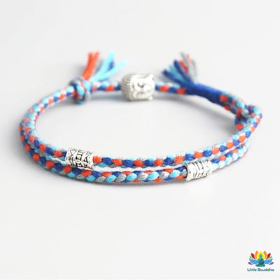 Double bracelet tressé porte-bonheur Bouddha